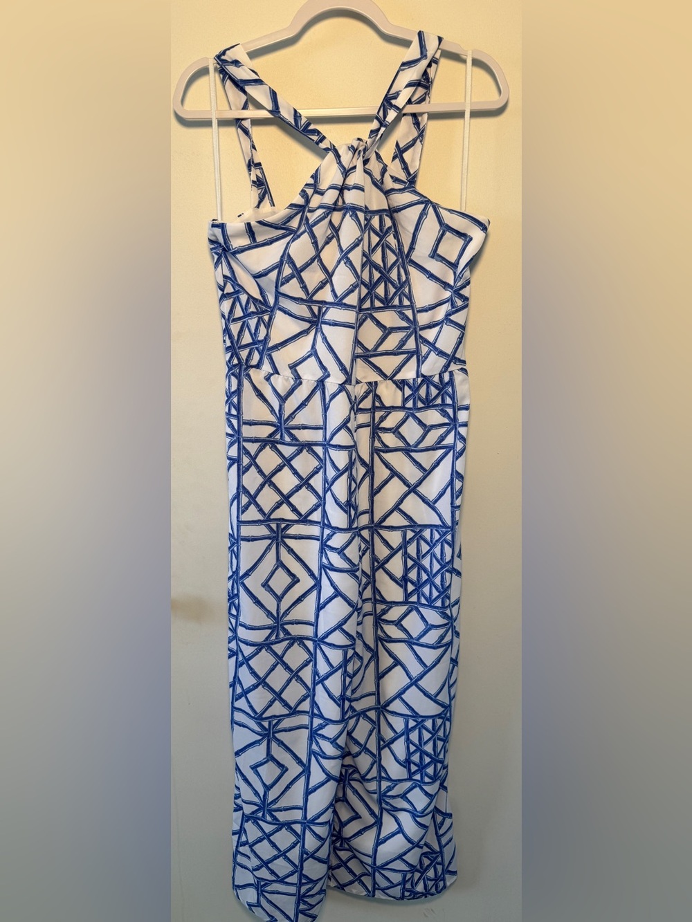 Vineyard Vines White Jumpsuit with Blue Geometric Print